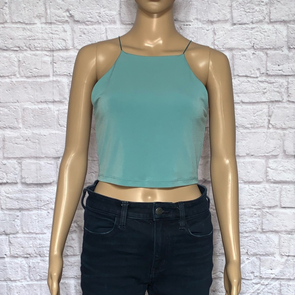 High Neck Turquoise Crop Top